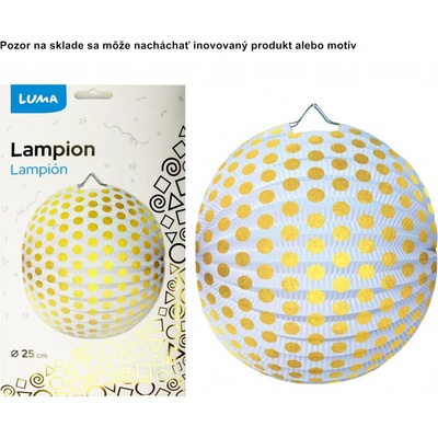 Lampión 25cm guľatý bodka zlatá