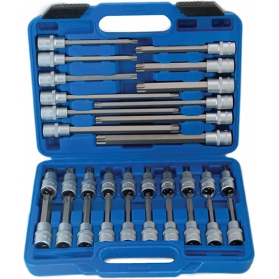 Zástrčné hlavice TORX 1/2", standardní, prodloužené a extra dlouhé, T20-T70, 32 ks - SATRA S-ST3212 – Sleviste.cz
