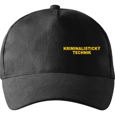 Kriminalistický technik so zahnutým šiltom a látkovou sponou Čierna