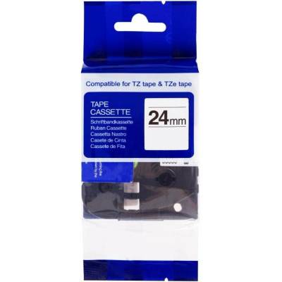 Páska PrintLine kompatibilní s Brother TZE-S251 Páska, pro tiskárny štítků, kompatibilní s Brother TZE-S251, TZ-S251, 24 mm, černý tisk/bílý podklad, extr. adh. PLTB81