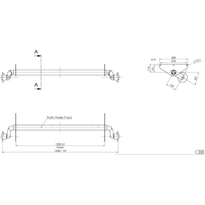 Náprava AL-KO UBR 700-5 (750 kg) a 1255 mm, c 1640 mm, 100x4, patky 115 (Maro) 101298