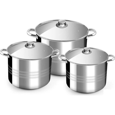 Home Cook nerezové hrnce so sklenenými pokrievkami 13 L, 11 L, 9 L INOX 11856