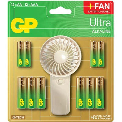 GP Batteries GP SUMMER PACK Алкални батерии ULTRA AA x 12 бр. + ULTRA AAA x 12 бр. + Fan/ Вентилатор/ GP BATTERIES (GP-BA-15AU-24AU-FANWETA21)