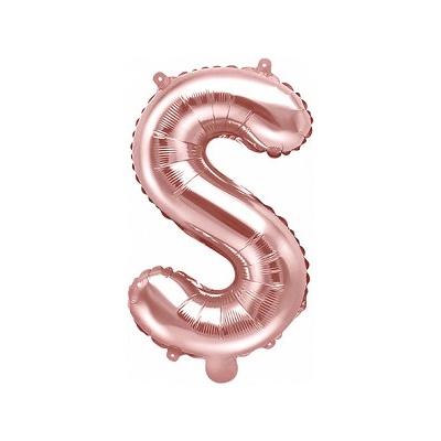 PartyDeco Fóliový balón Mini Písmeno S 35 cm ružovo zlatý