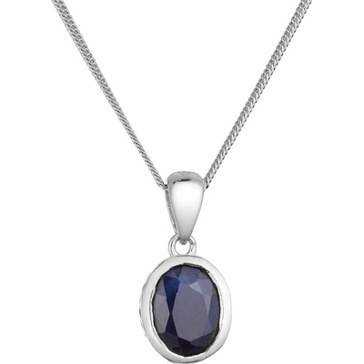 Pavona Strieborný náhrdelník s pravým minerálnym kameňom tmavo modrý 12087.3 dark sapphire