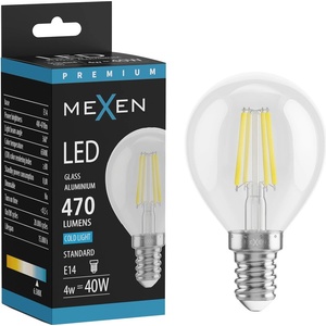Mexen Vintis LED нишкова крушка E14, G45, 4W, Студена - 6500K, 470 lm, прозрачна - L156-E14-0465-00 (L156-E14-0465-00)