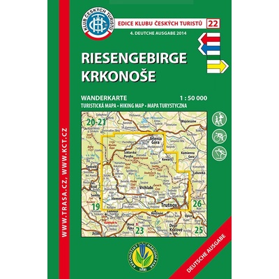 Riesengebirge - Krkonoše - mapa KČT 1:50 000 číslo 22 - 5. německé vydání 2018 - Klub Českých Turistů