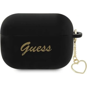 Guess AirPods Pro 2 cover black Silicone Charm Heart Collection (GUAP2LSCHSK)