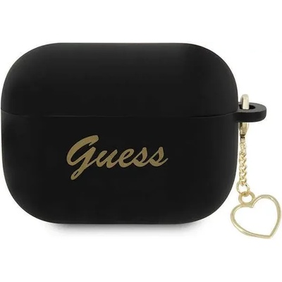 Guess AirPods Pro 2 калъф черен силикон Charm Heart Collection (GUAP2LSCHSK)