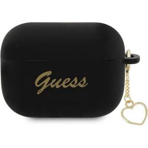 Guess AirPods Pro 2 калъф черен силикон Charm Heart Collection (GUAP2LSCHSK)
