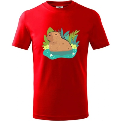 Kapybara vo vode tričko detské červená