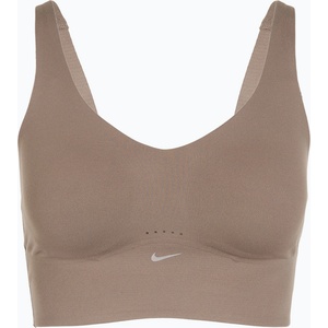 Nike Спортен сутиен Nike Alate Medium Support Longline mink brown/white