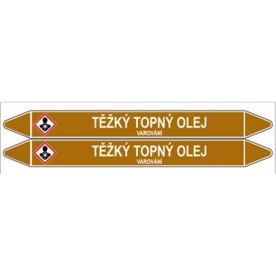 Značení potrubí, těžký topný olej,2 ks, 450 × 52 mm PZ 008035