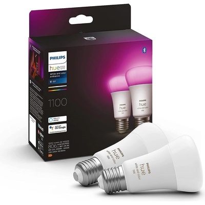 Philips Смарт крушка Philips Hue E27 White and Colour Ambiance, 1100 lm, double pack (Philips Hue E27/1100)