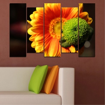 Vivid Home Декоративни панели Vivid Home от 5 части, Цветя, PVC, 110x65 см, 3-та Форма №0583