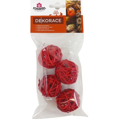 Dekorace Lata ball červený 4cm 4 kusy