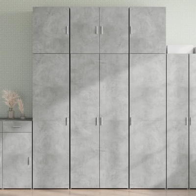 vidaXL Висок шкаф, бетонно сив, 80x42, 5x249 см, инженерно дърво (3281367)