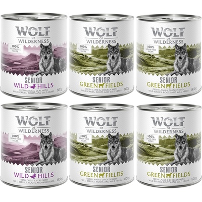 Wolf of Wilderness 24х800г Senior Wolf Of Wilderness, консервирана храна за кучета, смесена опаковка