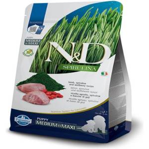 N&D Spirulina Puppy Med& Maxi Lamb гранули за малки кученца до 1 година - 7кг
