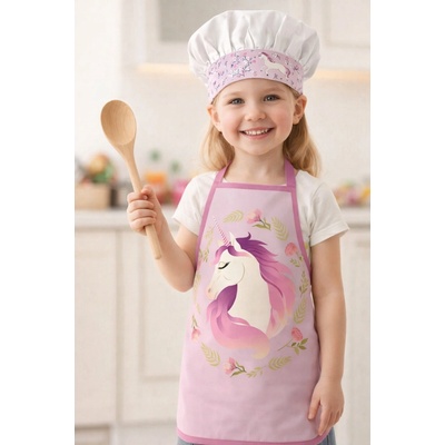 Jerry Fabrics Dětská zástěra UNICORN JEDNOROŽEC GARDEN set s čepicí růžová – Zboží Dáma