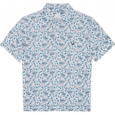 Juniorské triko Callaway All Over Golf Printed Polo Bright White