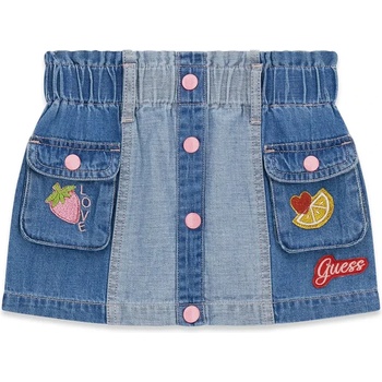 GUESS Деним пола за мини момиче с розови копчета и бродирани детайли Guess