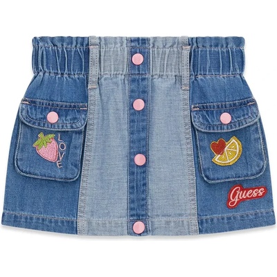 GUESS Деним пола за мини момиче с розови копчета и бродирани детайли Guess