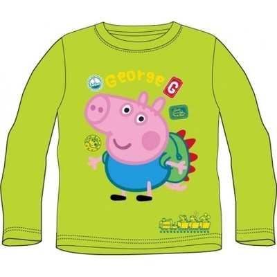E plus M detské tričko s dlhým rukávom Prasiatko Peppa zelené