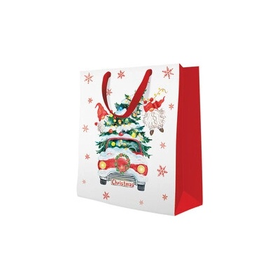 Darčeková taška PAW Christmas Gnomes with a tree, veľká 26,5x13x33,5 cm