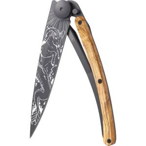 DEEJO 1gb179 tattoo black / Ултралеко джобно ножче с дръжка от маслинено дърво (1gb179)