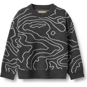 WHEAT Детски вълнен пуловер WHEAT Kid's Jacquard Pullover Elias Merino jumper - Charcoal Melange - размер 152 (EU) (704-6239-0119)