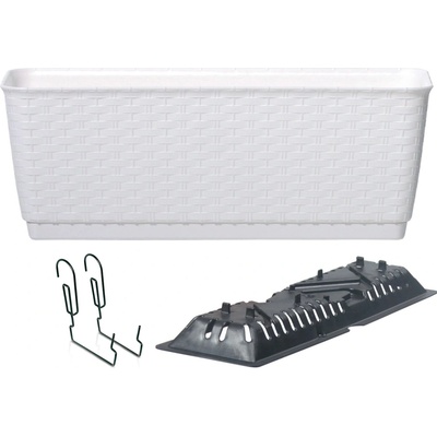 Prosperplast RATOLLA P Truhlík s podmiskou 38,6x15,4x14,2cm ratan bílá DRL400Pb
