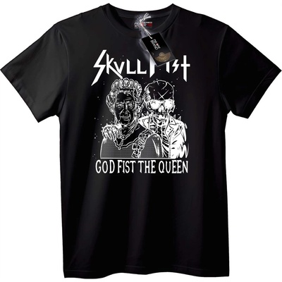 NOONEBRAND Тениска Skullist Бог с юмрук на кралицата - XS, Black