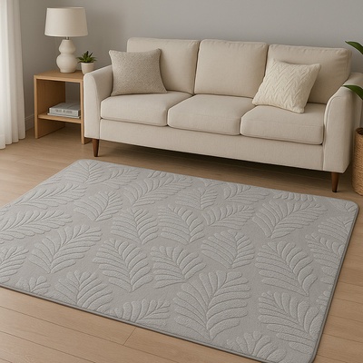 Takoy Koberec 140x180 vzor listí šedý-HT-00404 | 140 x 180 cm