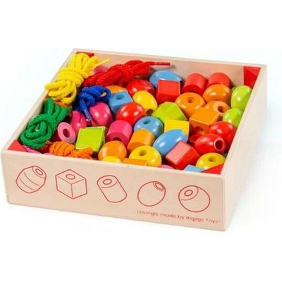 BIGJIGS TOYS Dřevěné korálky v dóze, navlékání, vizuomotorika, pleoptika