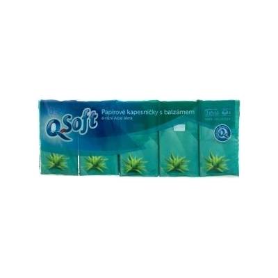 Q-Soft papierové vreckovky s balzamom a vôňou Aloe Vera 4-vrstvové 10 x 10 ks