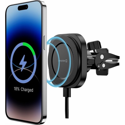 SWISSTEN MagStick COMPACT MAGNETIC CAR HOLDER WITH WIRELESS CHARGER 15W/7,5W(MagSafe compatible)