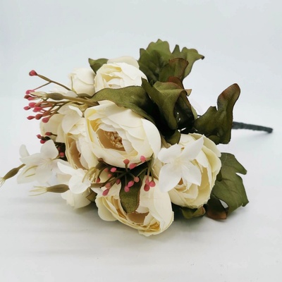 Umělá kytice ranunculus (pryskyřník) v podzimních barvách – 40 cm - krémová - L0078