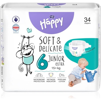 Bella Baby Happy Soft&Delicate еднократни пелени Junior Extra 15+ kg 34 бр