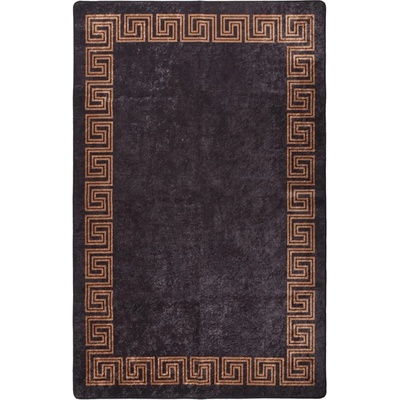 vidaXL Килим, миещ се, черно и златно, 80x150 см (337928)