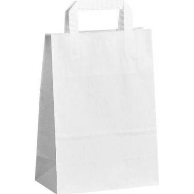 Papírová taška bílá Topcraft 200x100x280 mm s plochým uchem