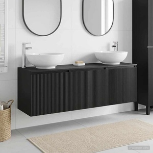vidaXL Комплект шкафове за баня 3 бр. Черно 49, 5 x 44, 5 x 65 см (3405688)