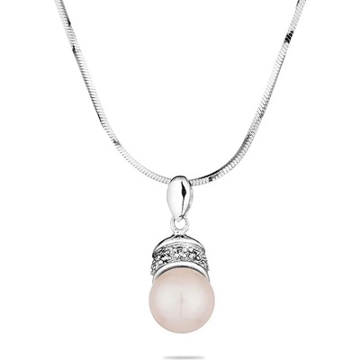 Swan Сребърно колие със сладководна бяла перла и цирконий IP0137W Swan