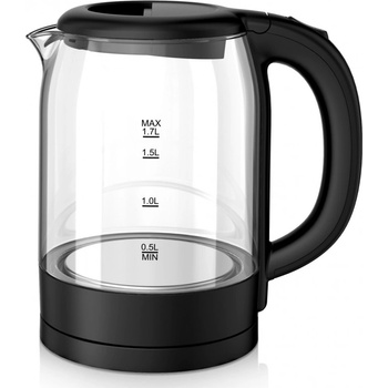 Voltz Електрическа стъклена кана Oliver Voltz OV51230X, 2200W, 1.7 л, Скрит нагревател, Светлинен индикатор, 360C основа, Черен (5OV51230XB)