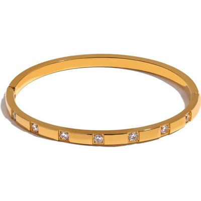 Grace Jewellery Pevný bangles náramek se zirkony chirurgická ocel BN-10-568A-1 zlatá