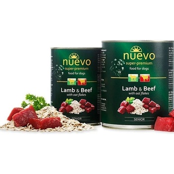 nuevo - консервирана храна с агнешко и говеждо, за възрастни кучета, 400гр