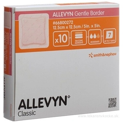 Smith & Nephew Medical Ltd. ALLEVYN Gentle Border Krytí na rány adhezivní pěnové krytí se silikonovým gelem 12,5x12,5 cm 10 ks