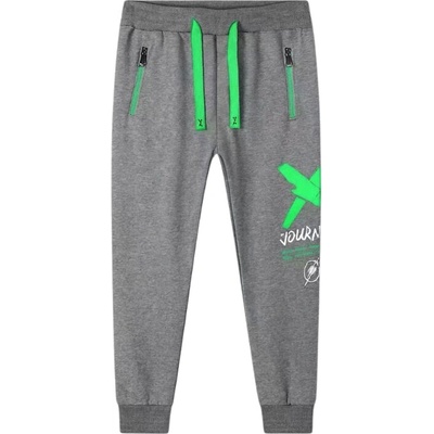 Kugo chlapecké teplejší tepláky šedý melír GM9794