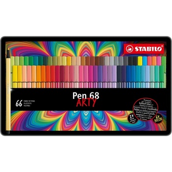 STABILO Комплект флумастери, Stabilo, Pen 68 Arty ST6866-031 метална кутия, 66 части (ST6866-031)