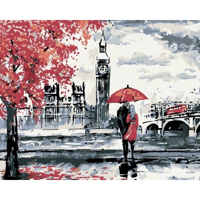 Zuty Malování podle čísel Milenci a Big Ben 50 x 40 cm vypnuté plátno na rám